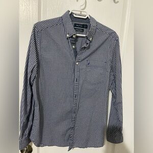 Nautica Men's Navy and White Gingham Shirt